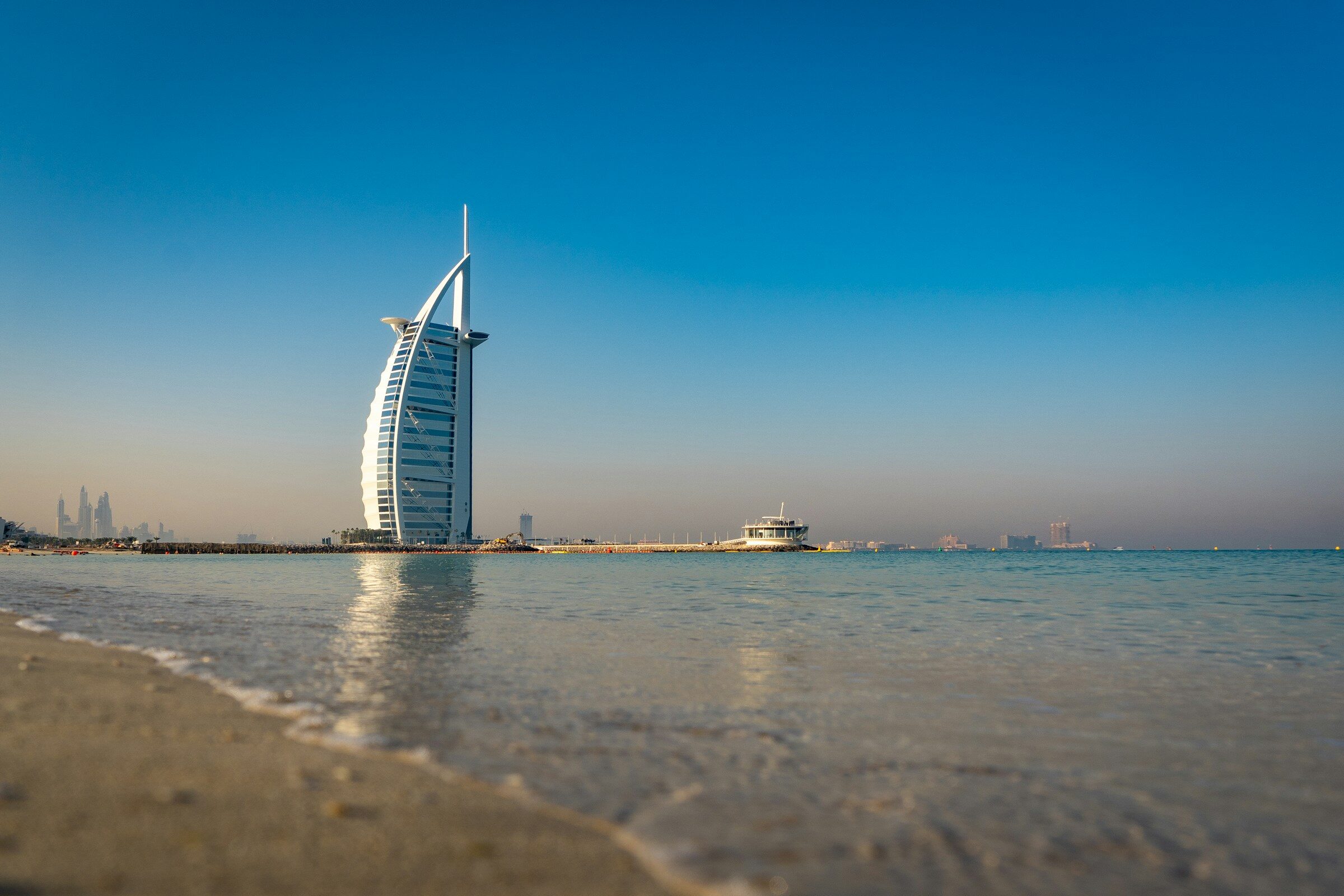 The Burj Al Arab in Dubai by day