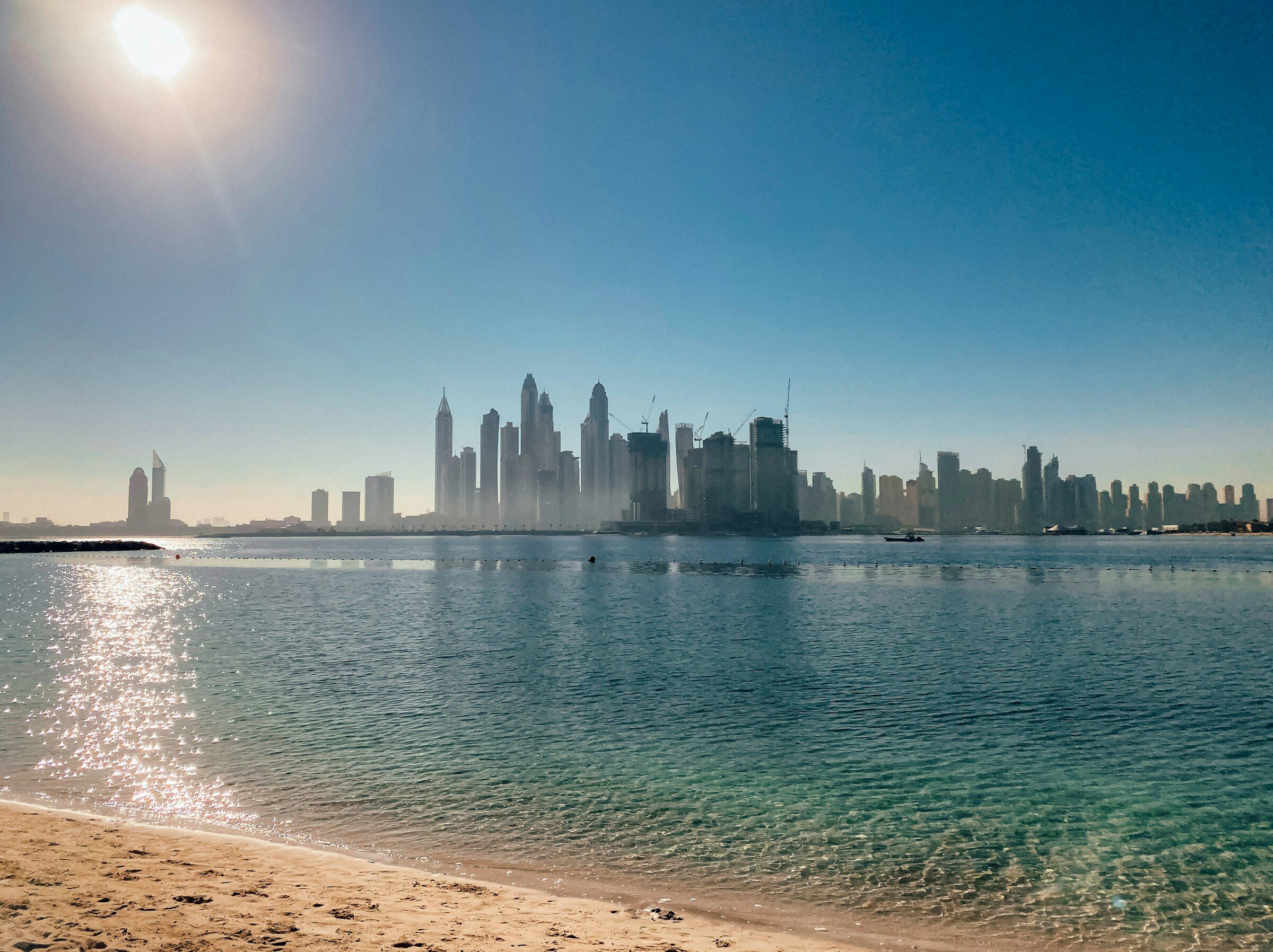 The Dubai skyline across the water