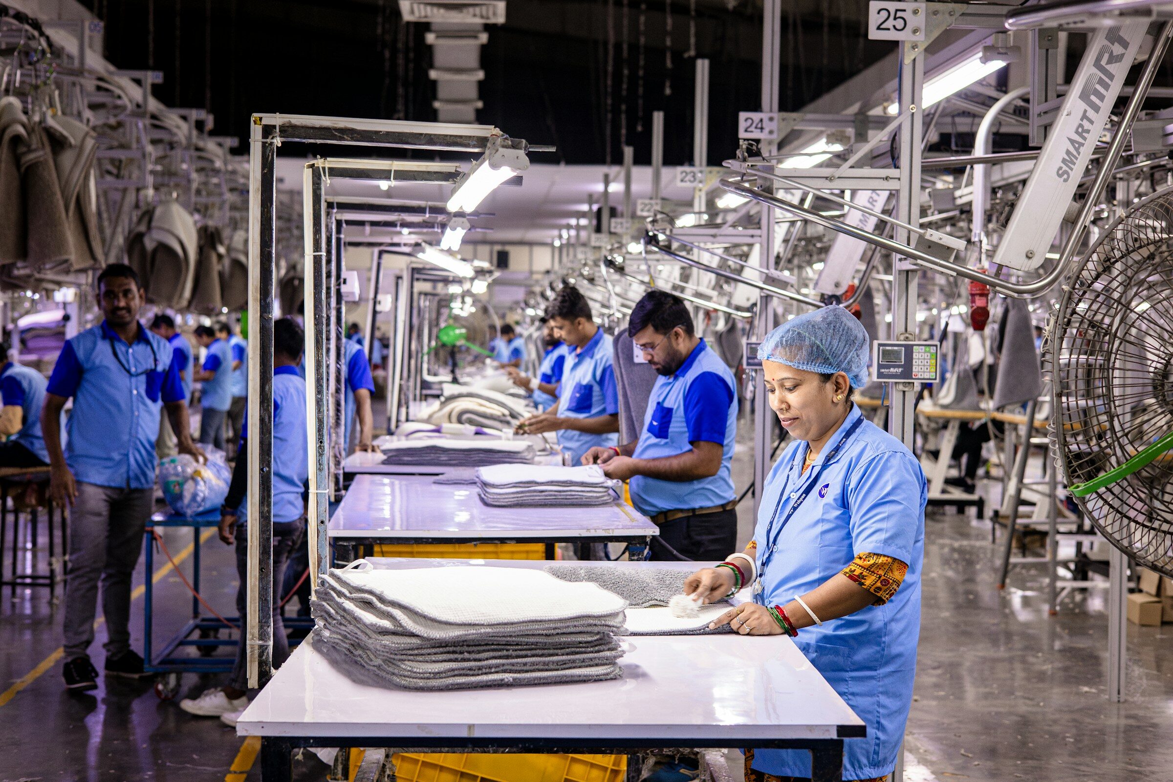 Workers busy in an industrial garment factory