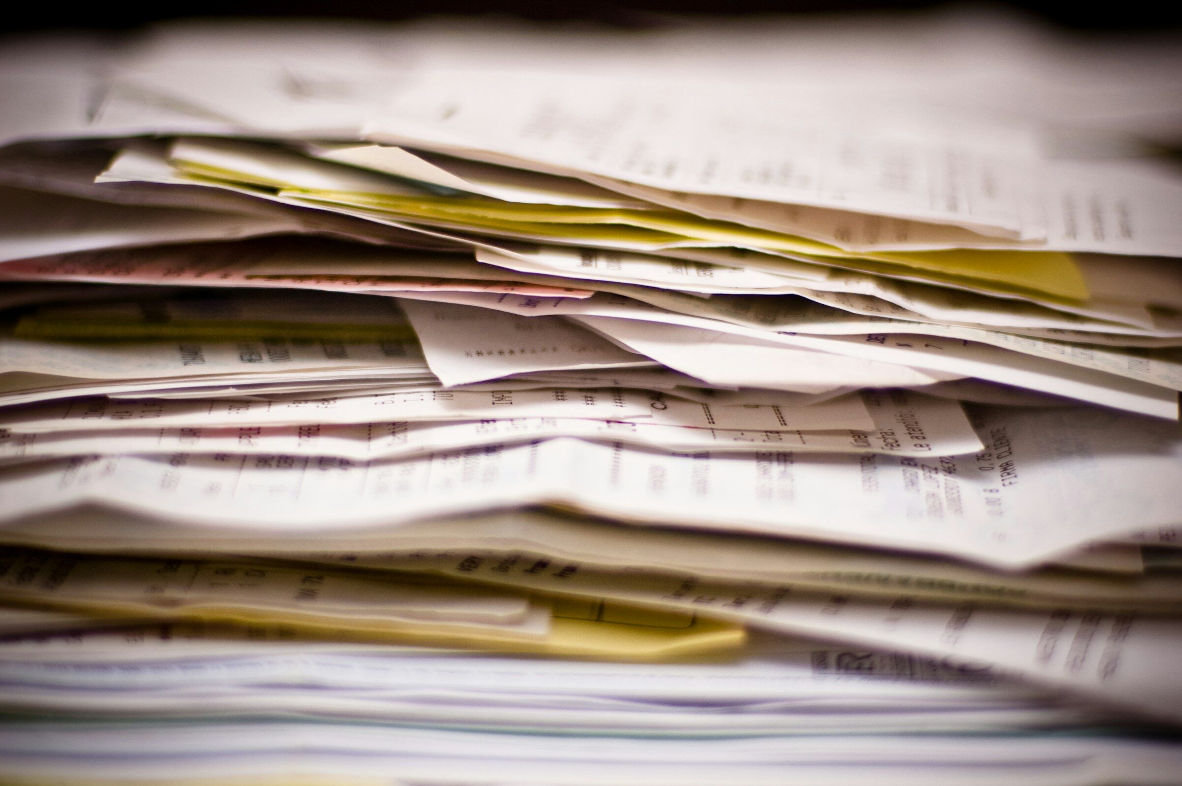 Close up of a stack of papers