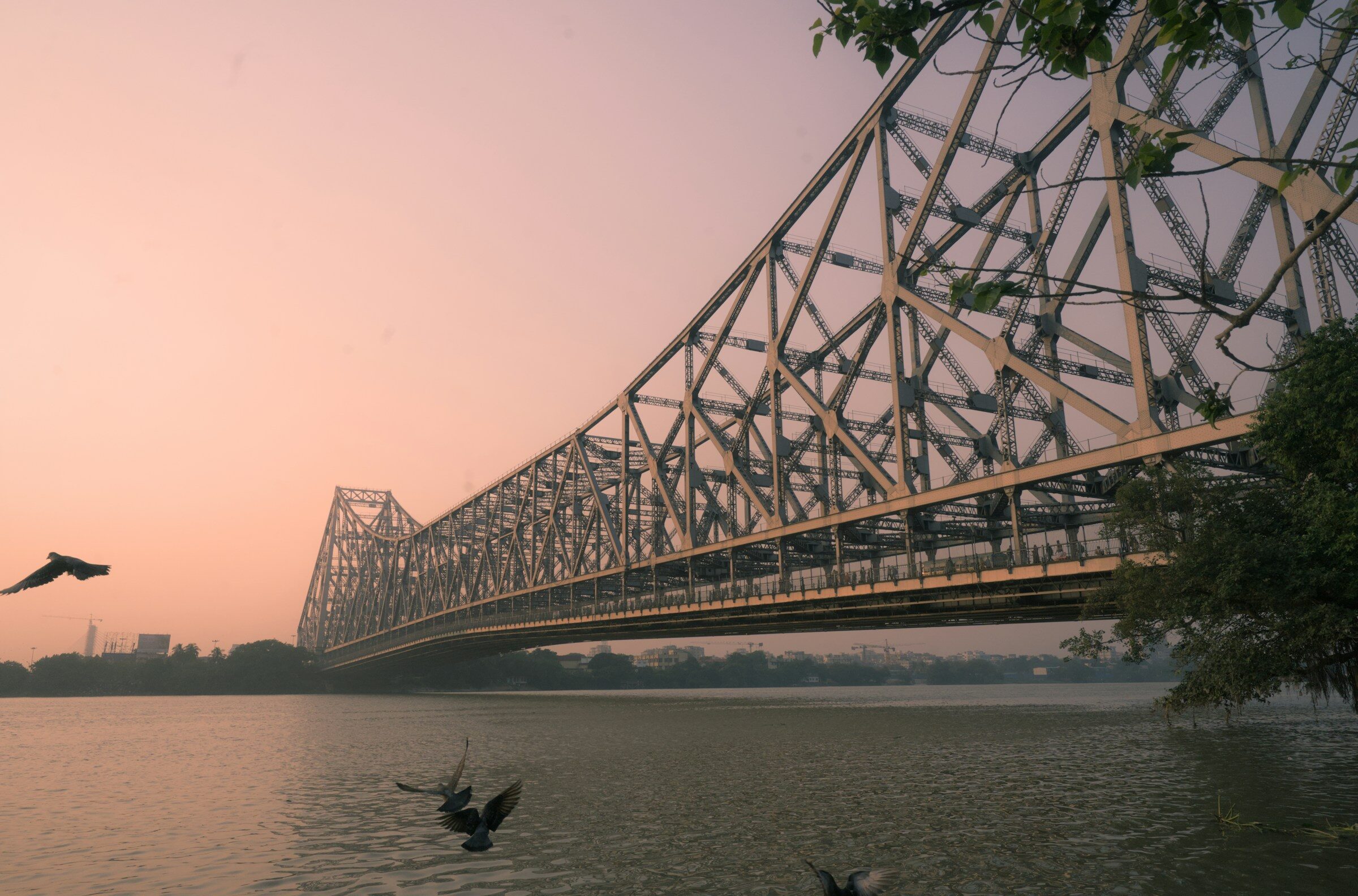 Howrah Bridge over the Hooghly at sunset
