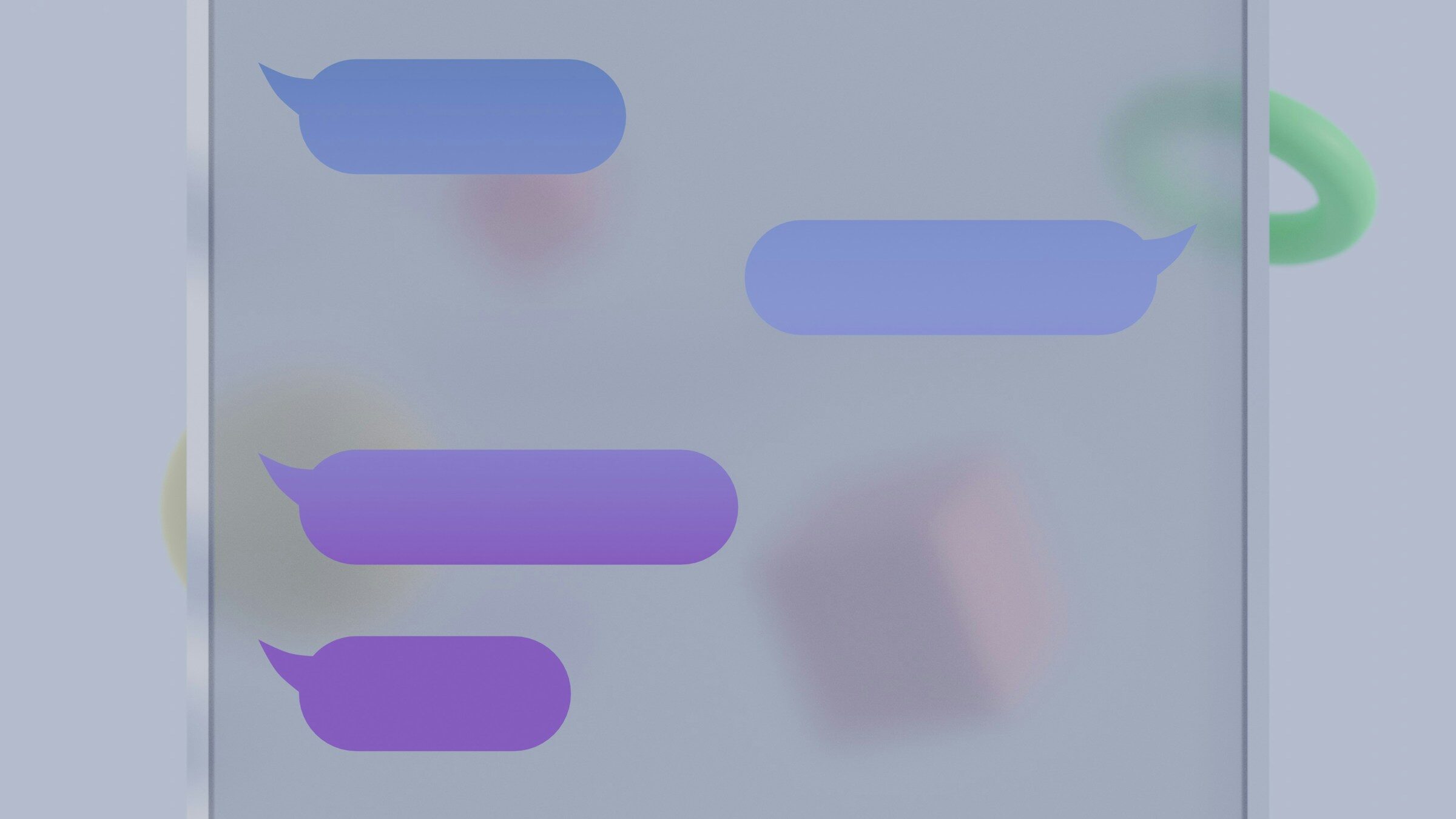 Message panels floating on a translucent screen
