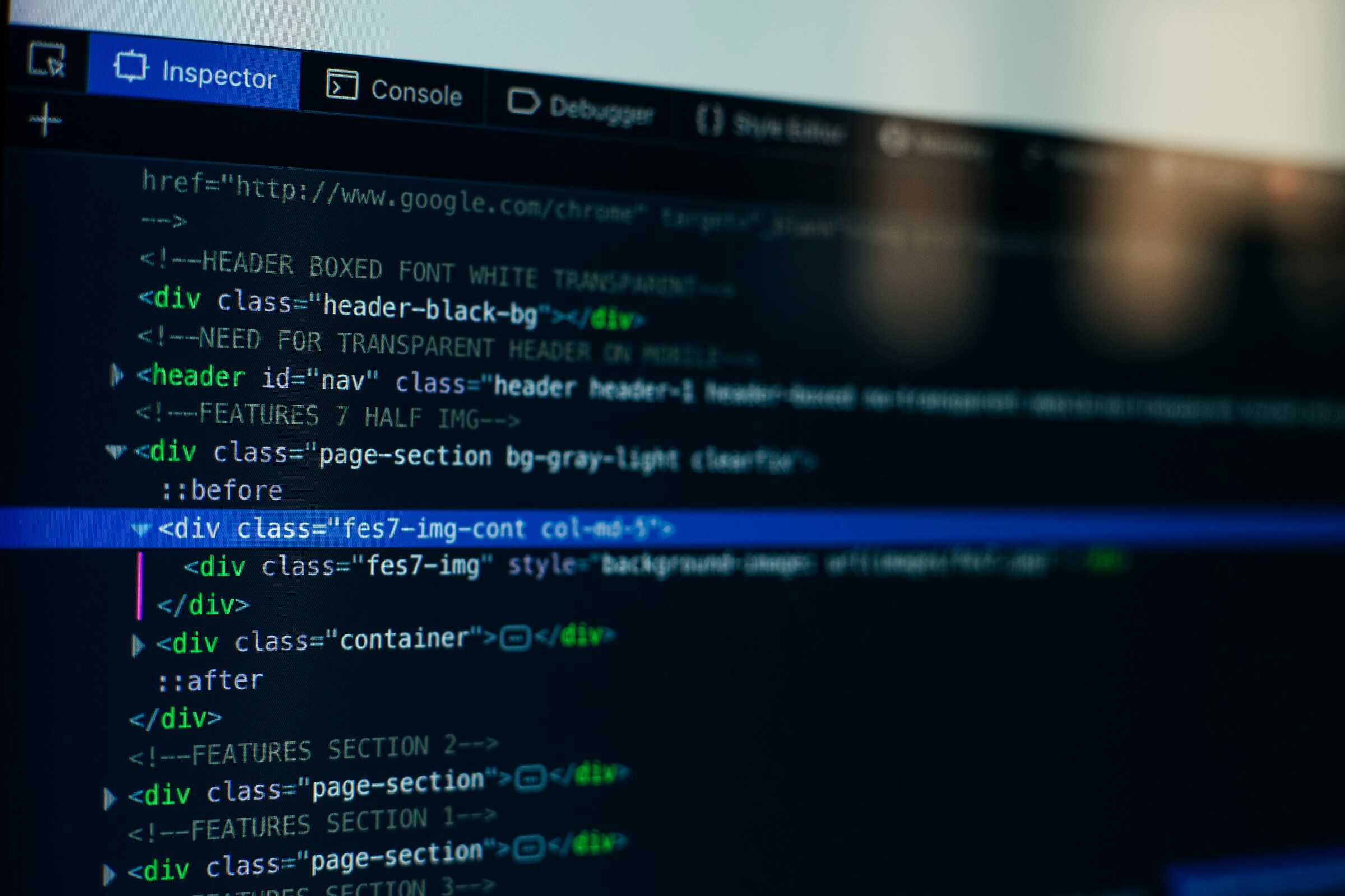 Page source open on a computer screen