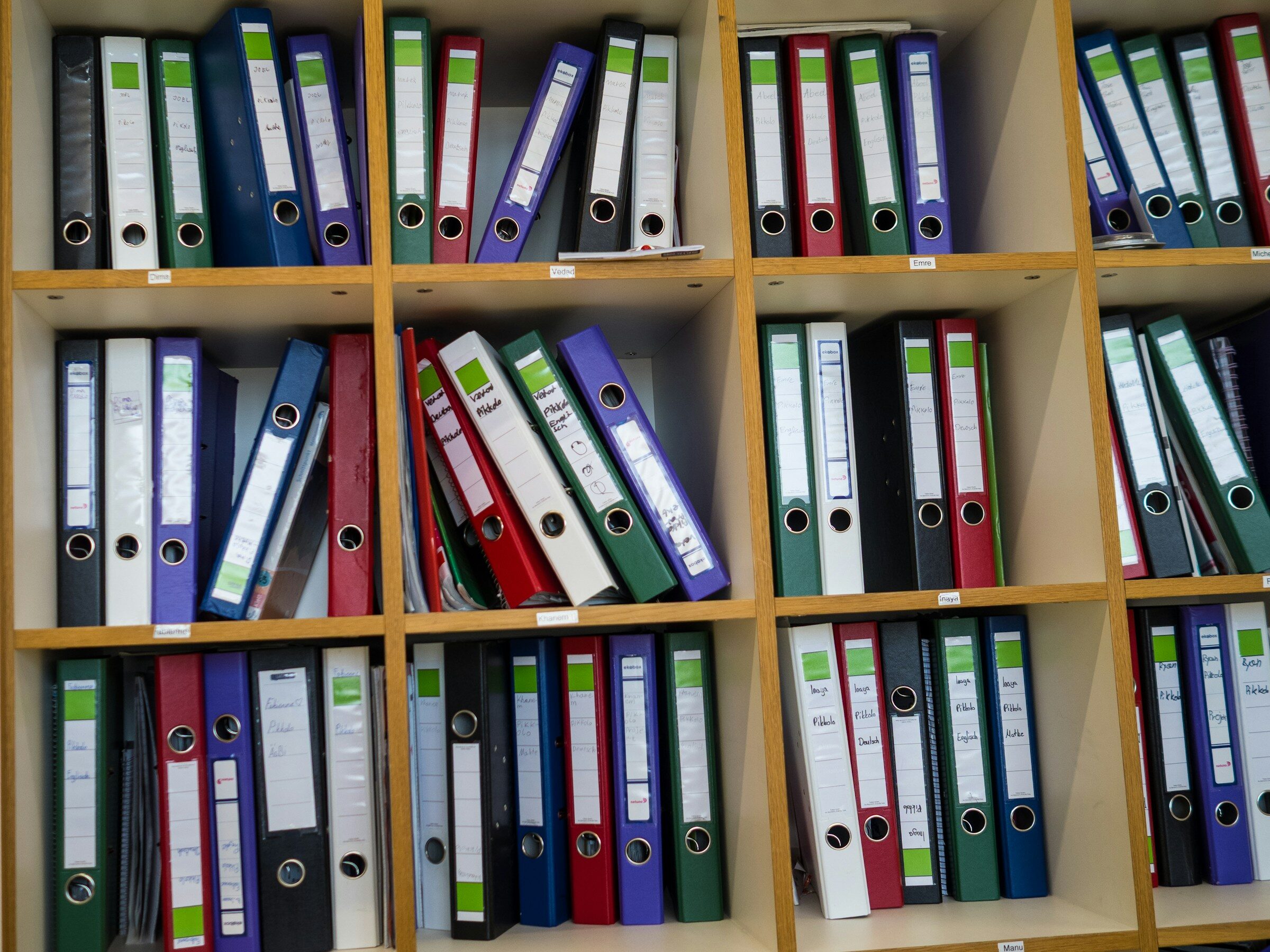 Shelves of binders and folders
